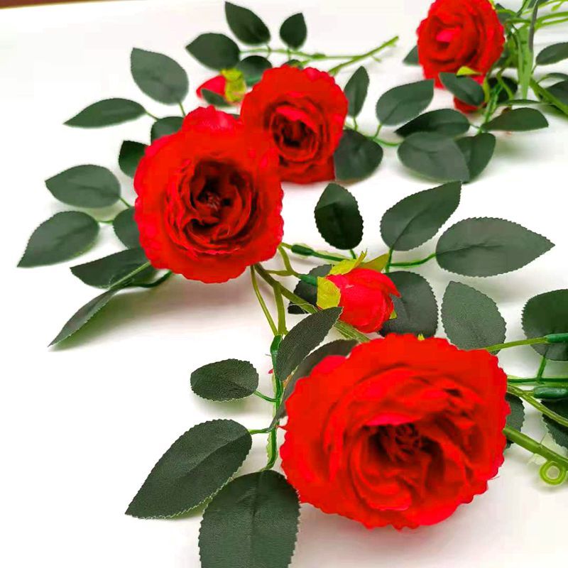 仿真玫瑰花藤假花藤條塑料植物客廳空調管道纏繞陽台裝飾牆面遮擋