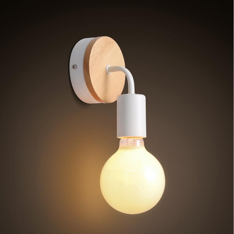 Nordic Post-modern Solid Wood Small Wall Lamp Simple Iron Mirror Headlight Bathroom Corridor Lamp Bedroom Bedside Wall Lamp