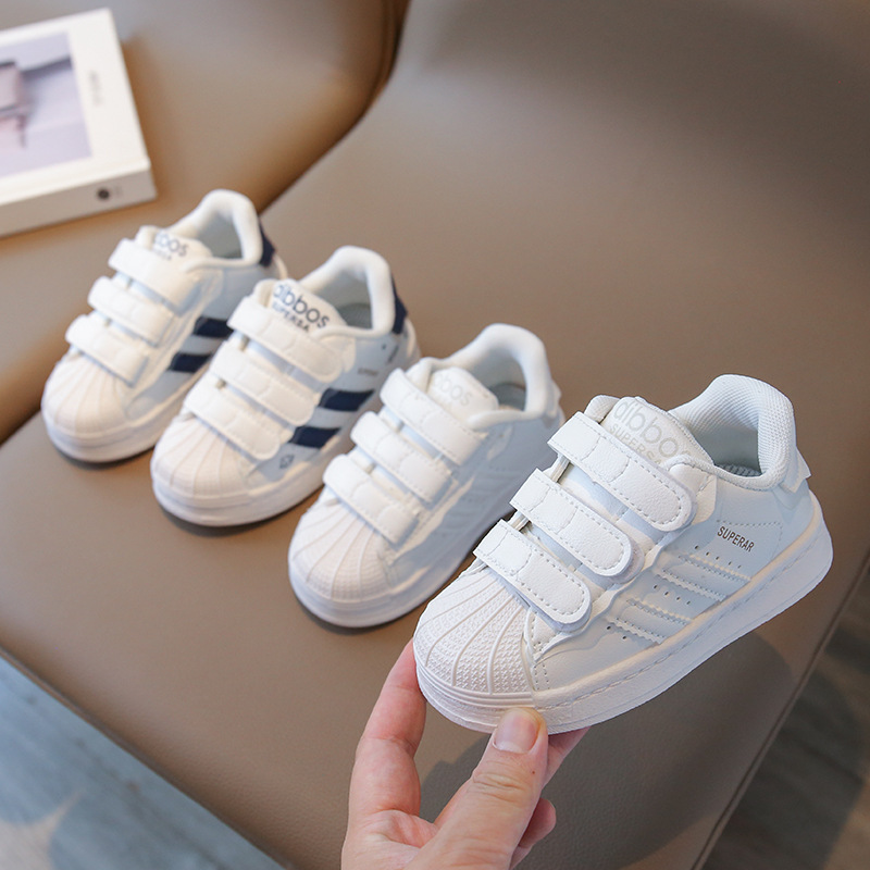 Children's board shoes 2024 autumn new single shoes girls small white shoes baby shoes kindergarten children shell head