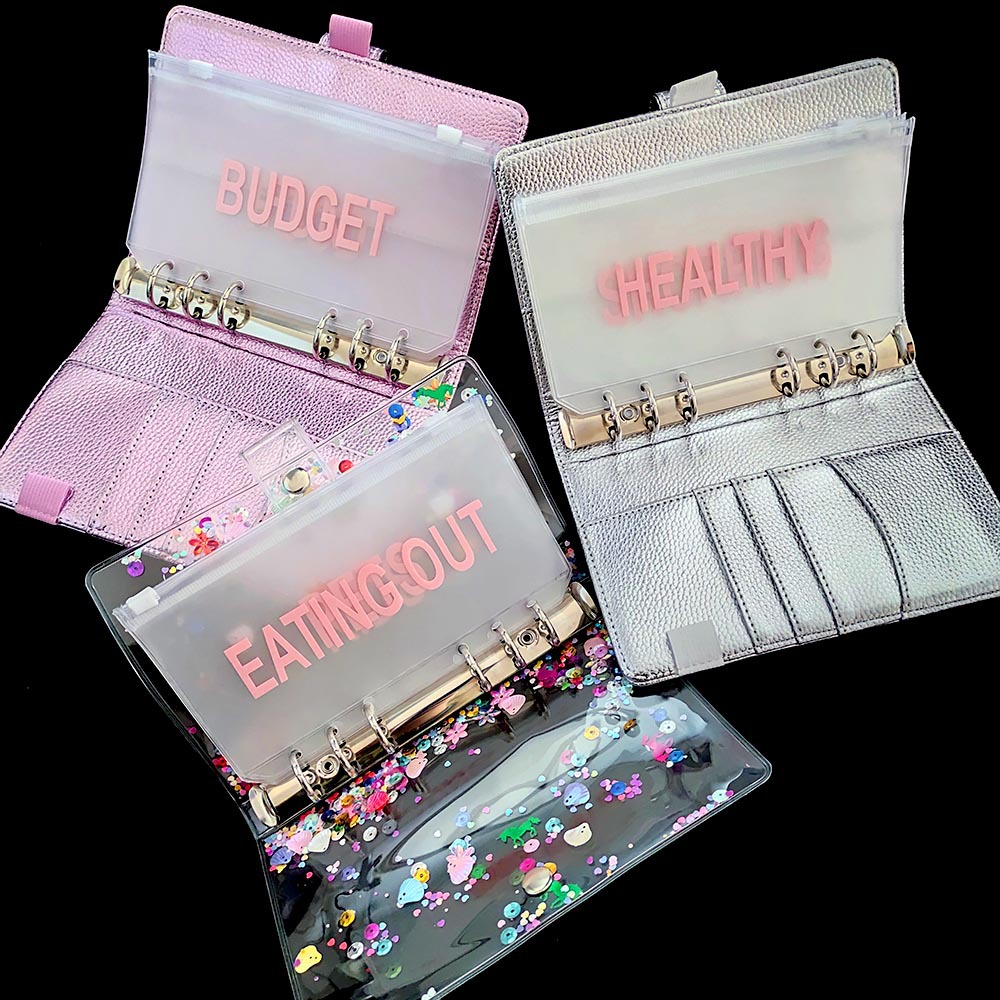 cash budget envelope A6 loose-leaf zipper bag binder Budget Binder cash planner pink