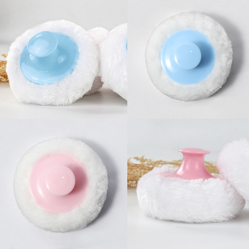 Factory direct baby powder puff children's products super soft plush puff with handle spot wholesale