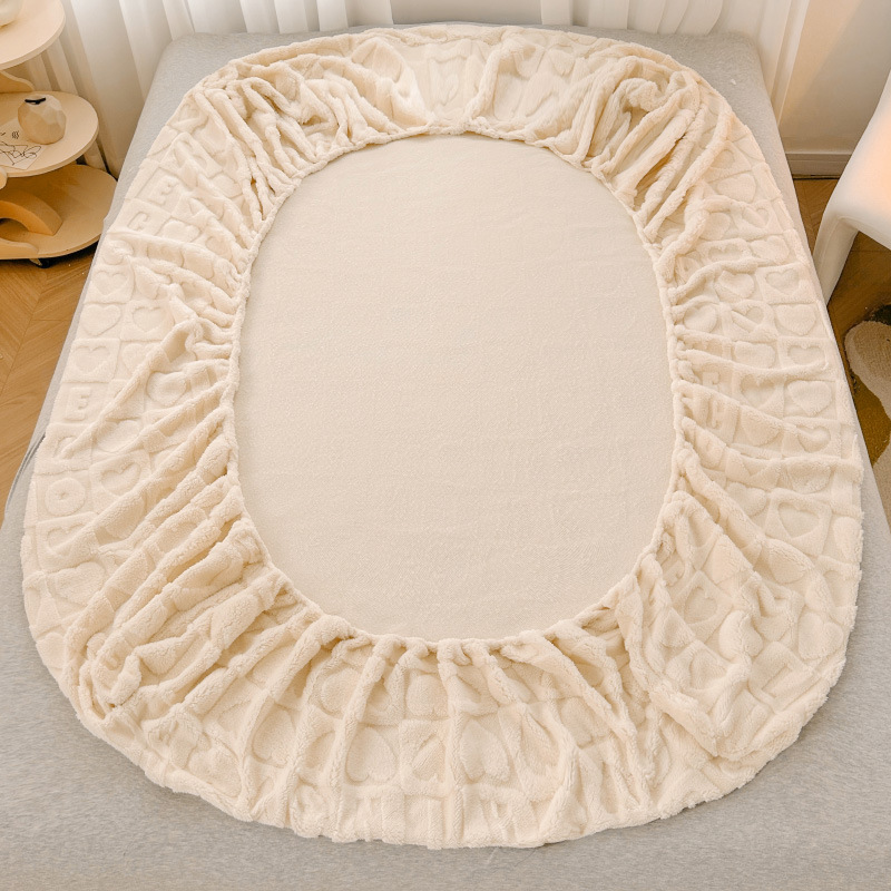 New Milk velvet fitted sheet one-piece Tower velvet bedspread mattress protective cover winter fleece-lined bed sheet fitted sheet three-piece set
