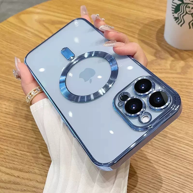CD Pattern Magnetic Mobile Phone Case Suitable for iPhone16PROMAX Electroplated Apple 14 Transparent 13 Simple XS Protective Case