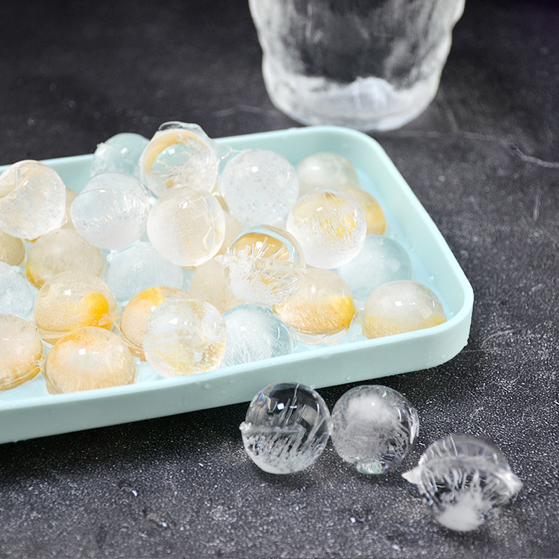 Cross-border 25-hole silicone ice cube mold round ice cube mold easy demoulding household round ball ice cube silicone ice hockey
