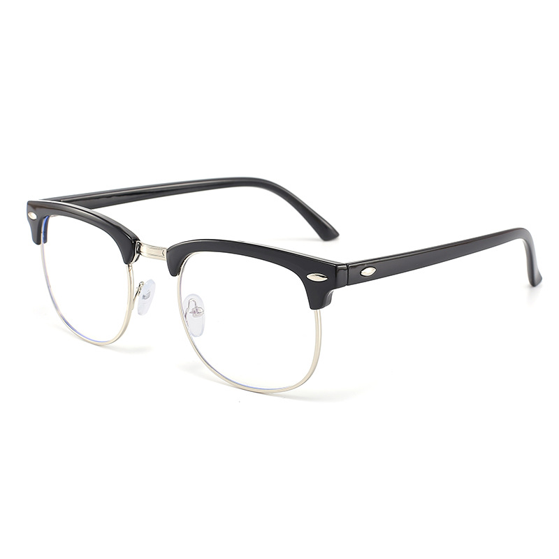 Retro Half-frame Rice Nail Frame 3016 Anti-blue Light Flat Glasses Men's and Women's Goggles Can Be Equipped with Myopia Glasses Frame
