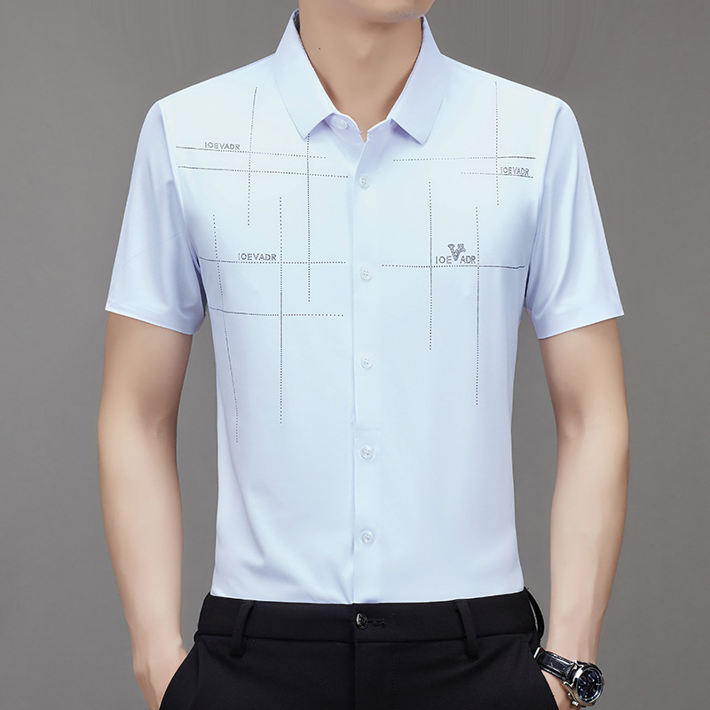 Summer New TikTok Same Style Men's Short Sleeve Shirt Business Seamless Shirt