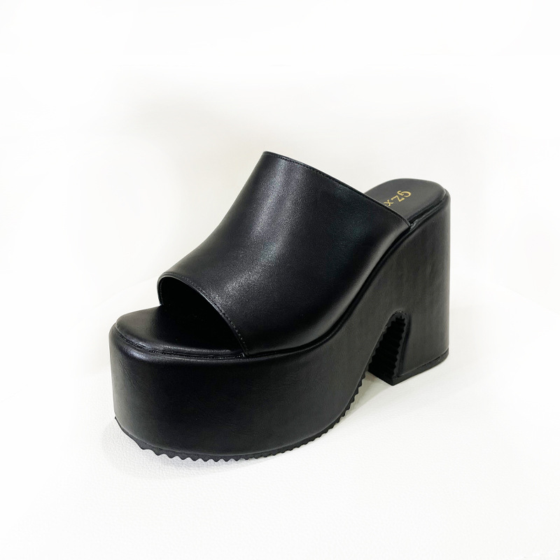 Thick Heel Thick Bottom Super High Heel Slippers Cross Border Large Size 35-43