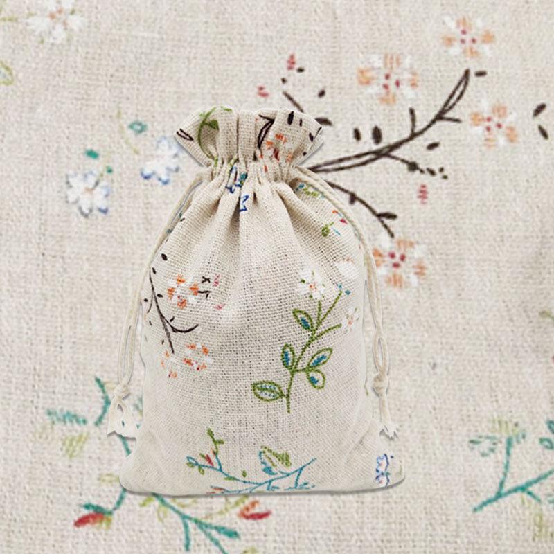 Factory wholesale mosquito repellent sachet bag printed cotton drawstring bag cotton linen bag Chinese herbal medicine sachet packaging empty bag in stock
