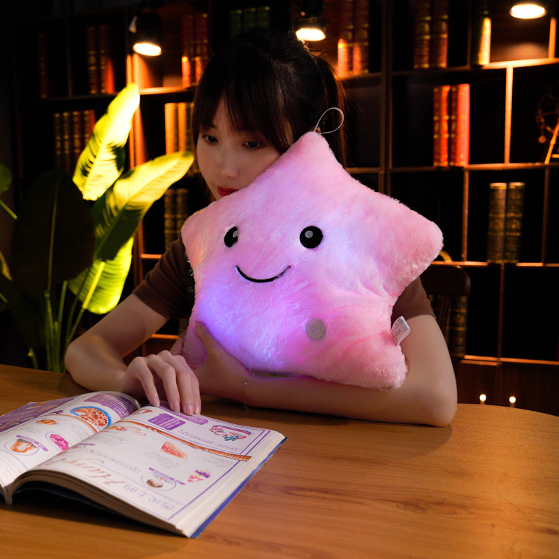 Manufacturer wholesale colorful luminous pillow cute five-pointed star luminous plush toy rag doll wholesale