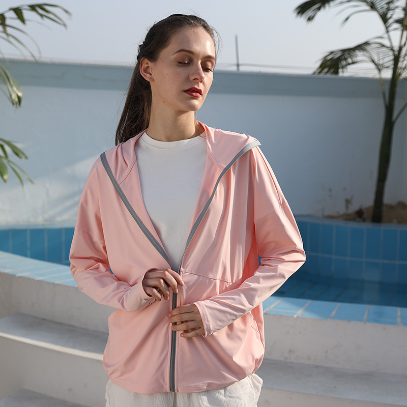 Sun protection clothing summer Thin Ice Silk breathable sun protection cardigan top UV protection outdoor sports loose sun protection clothing