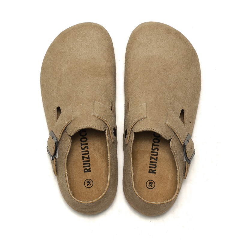 RUIZUSTOCK RUIZUSTOCK Autumn and Winter Women's Cork Casual Shoes Men's Neutral Toe Leather Shoes Single-layer Shoes Frosted