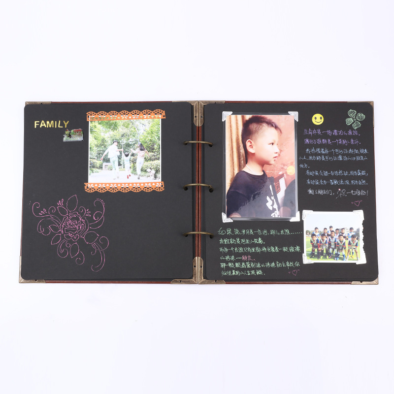 Factory Direct Vintage Kraft paper DIY iron ring handmade paste photo album Polaroid iron ring album suit wholesale