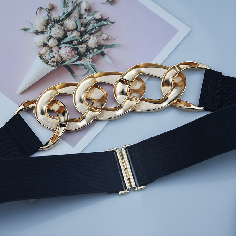 Amazon European and American slim elastic elastic belt decorative skirt suit simple fashion chain Women's belt