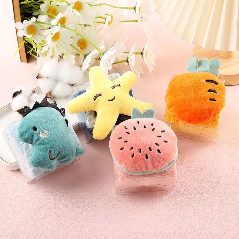 Cartoon Thickened Coral Fleece Hand Wipe Hand Gifts Children's Baby Gift Styling Towel Kindergarten Gift Box Square