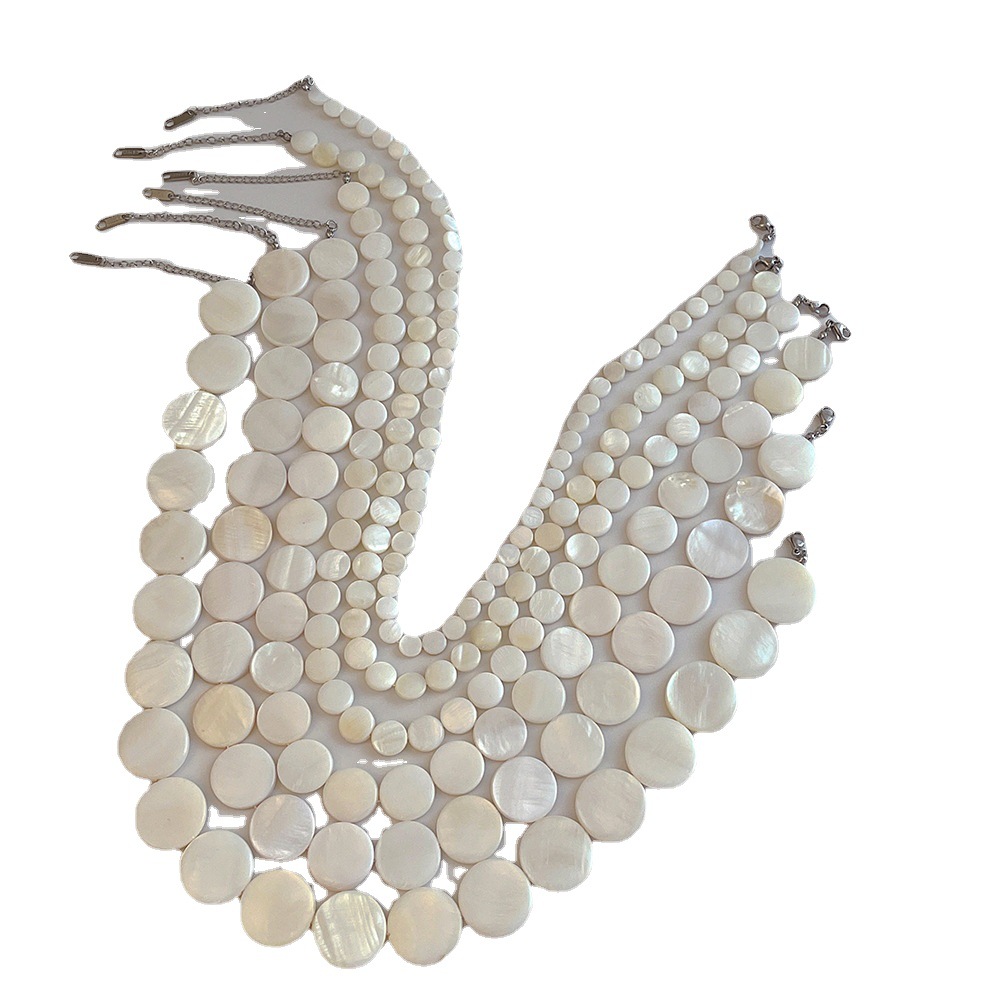 Simple Niche Design Natural Shell Round Necklace Women's Instagram Style All-match Collarbone Chain Accessories for Vacation Beach Style