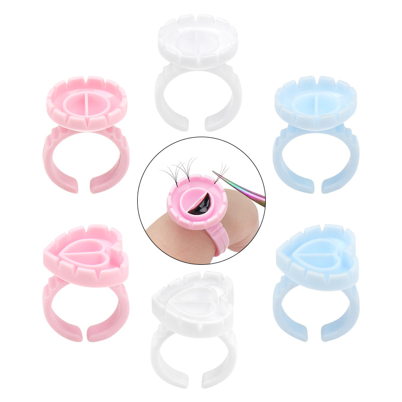 Wholesale Grafting False Eyelash Drop Glue Ring Cup 100/Pack Beauty Eyelash Blossom Ring Cup Glue Tray Tool