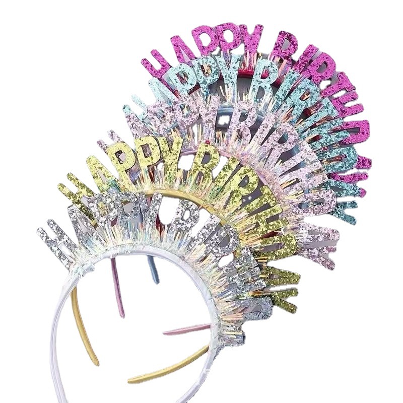 Sequins Colorful Rain Silk Wind Creative diy Birthday Hat Happy Hair Band Night Shop Light Birthday Hat Party Site Cloth