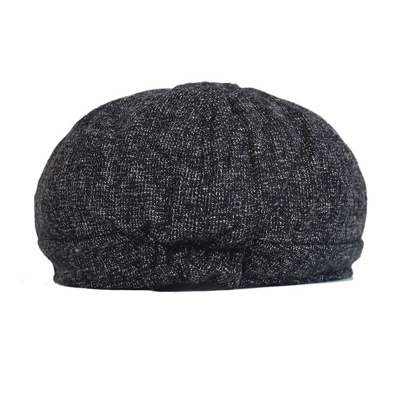 Octagonal hat men's young and middle-aged British warm hat fleece-lined autumn and winter retro peaked cap Beckham newsboy hat winter