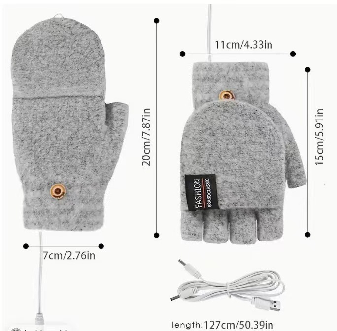 Gants chauffants électriques USB demi-doigts chauffage électrique extérieur intérieur 2 hommes hiver chaud source d'approvisionnement transfrontalière_voghion.com