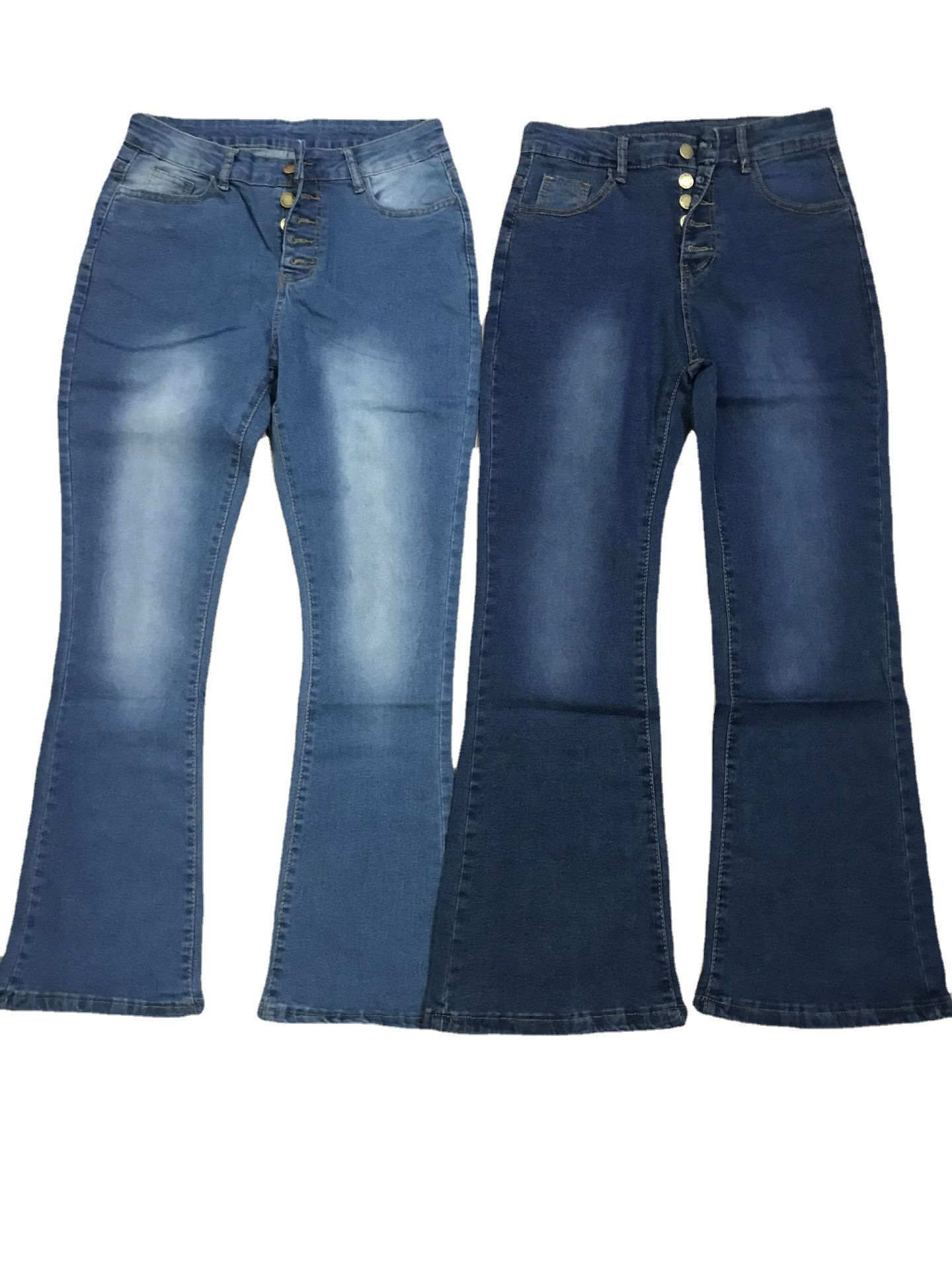A large number of in stock European and American cross-border new Amazon AliExpress slim high waist hip Denim flared pants for women