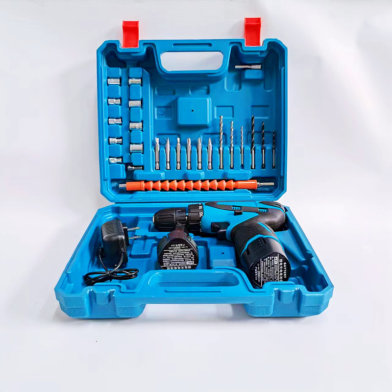 Blue 12V rechargeable drill lithium battery multifunctional electric drill set accessories household multifunctional screwdriver electric screwdriver