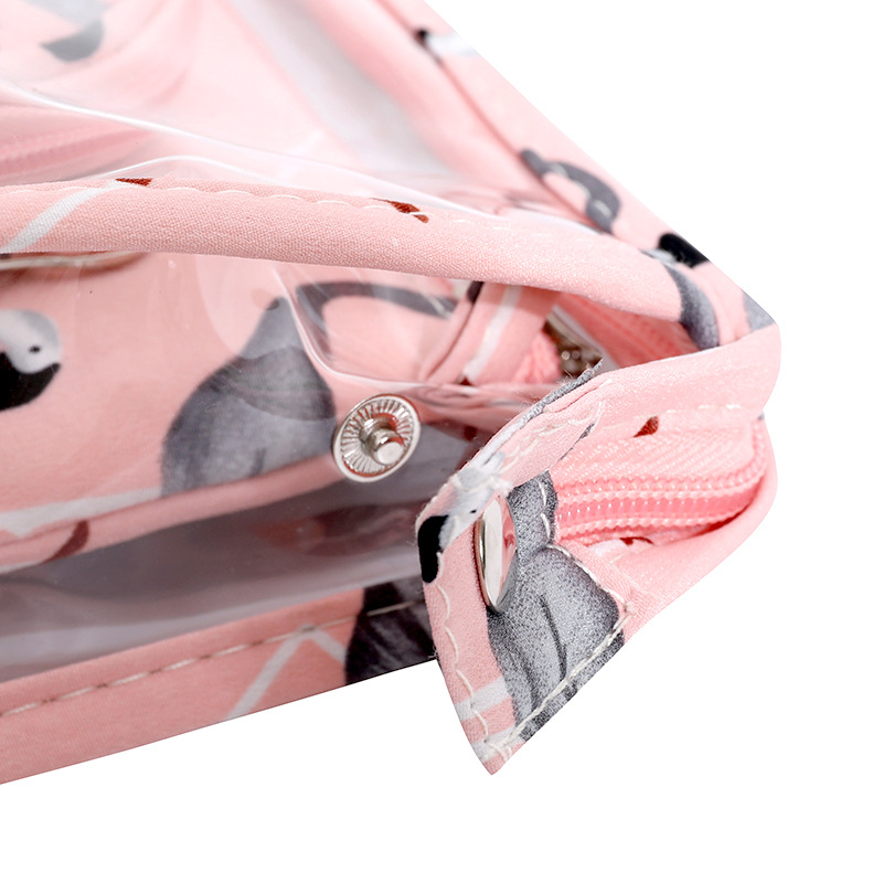 2024 foreign trade Hot Bird three-piece waterproof transparent storage bag suit travel cosmetic bag