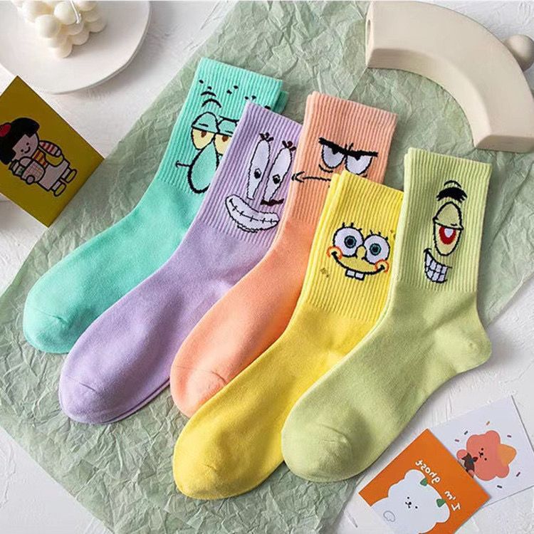 Couple's Stockings Children's Cotton Medium and High Barrel Color Cartoon Eyes Funny Expression Spring and Autumn Summer Sports ins Trendy Men w