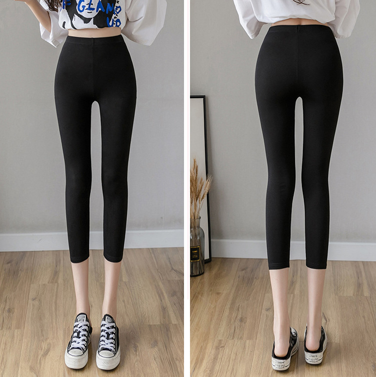 Summer Modal Cropped Leggings High Waist Thin Korean Style Slim-fit Outwear Plus Large Size Slimming Women's Pants