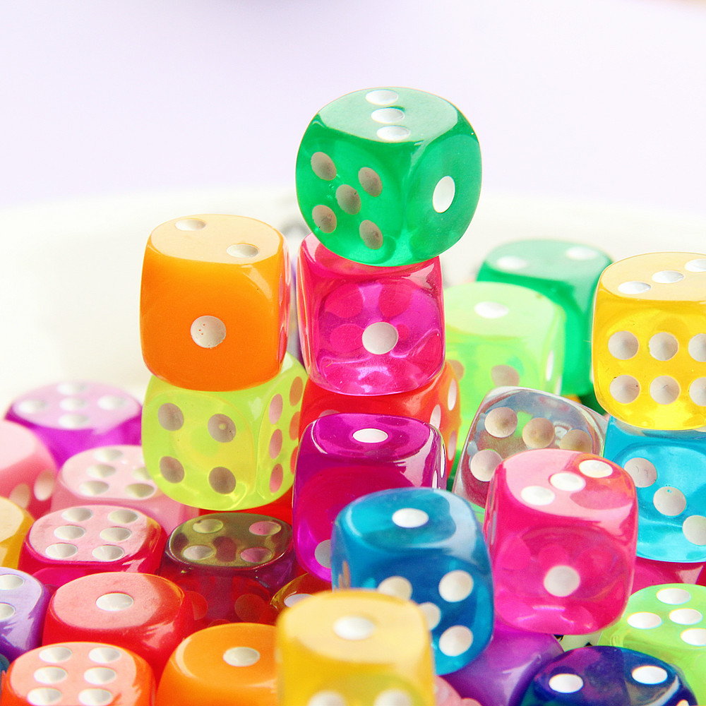 Rounded Candy Color Acrylic Dice Crystal Color Board Game Accessories DIY Keychain Accessories Amazon Cross Border