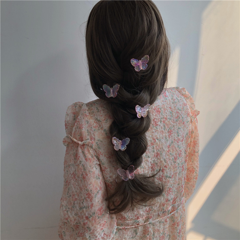 超仙オススメ入! 人魚姫色蝶ヘアピン5匹セット甘い少女春新作髪飾り潮|undefined