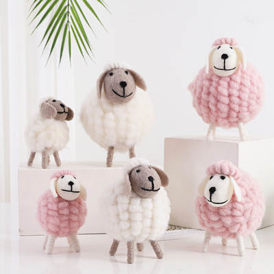 Cute sheep ins felt sheep sheep decoration creative home bedroom children's room Nordic wine cabinet decoration