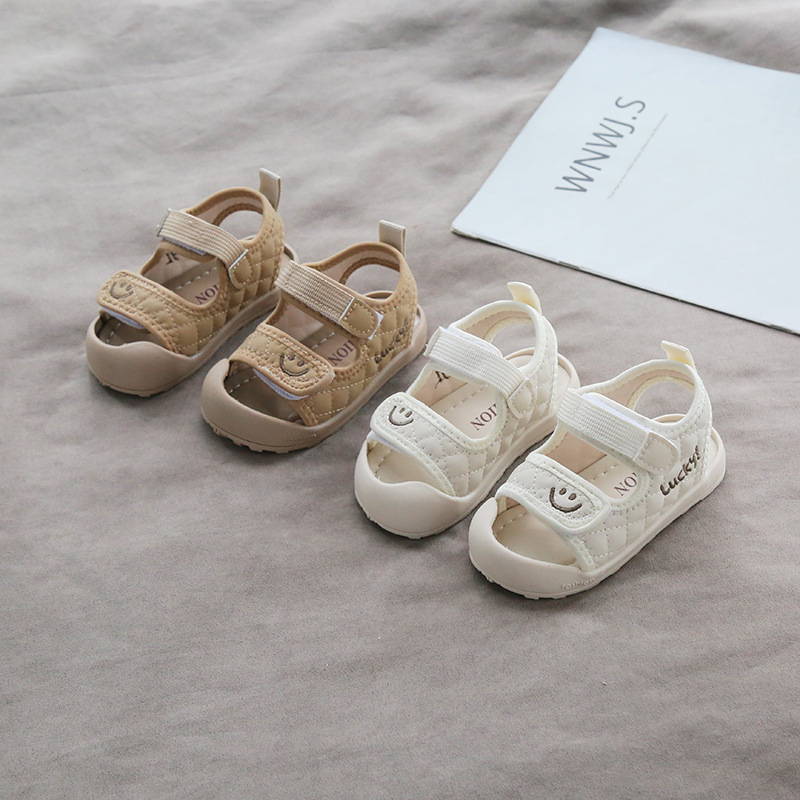 Summer Baotou Toddler Shoes Sandals 0-2 Years Old Smiley Children's Shoes Baby Shoes Kick-proof Boys and Girls Baby Shoes