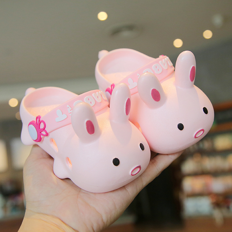 Children's sandals and slippers cute summer indoor cartoon non-slip rabbit Baotou slippers women's summer outdoor hole shoes wholesale
