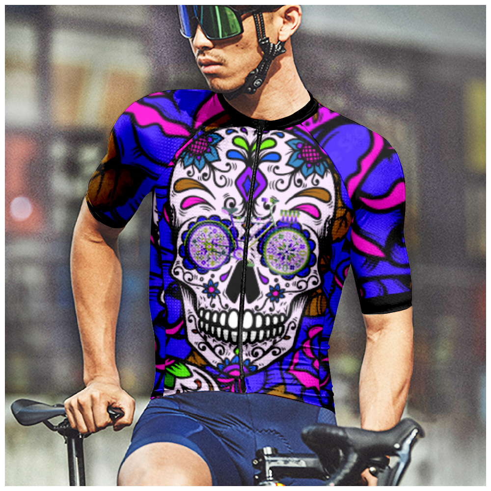 2023 cross-border new close-fitting tights cycling clothes sports top raglan sleeve T-shirt partial 3D printing men's summer