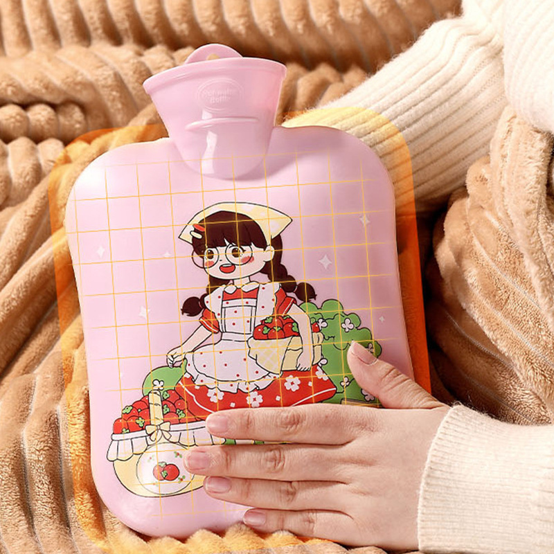 New hand warmer belly warming Big Small size cartoon PVC hot water bag irrigation plush water injection warm handbag large capacity