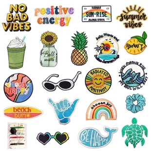 Color Fashion Cute Cloth Stickers Cartoon Embroidery Cloth Stickers Computer Embroidery Label Summer Style Ironing Embroidery Applique