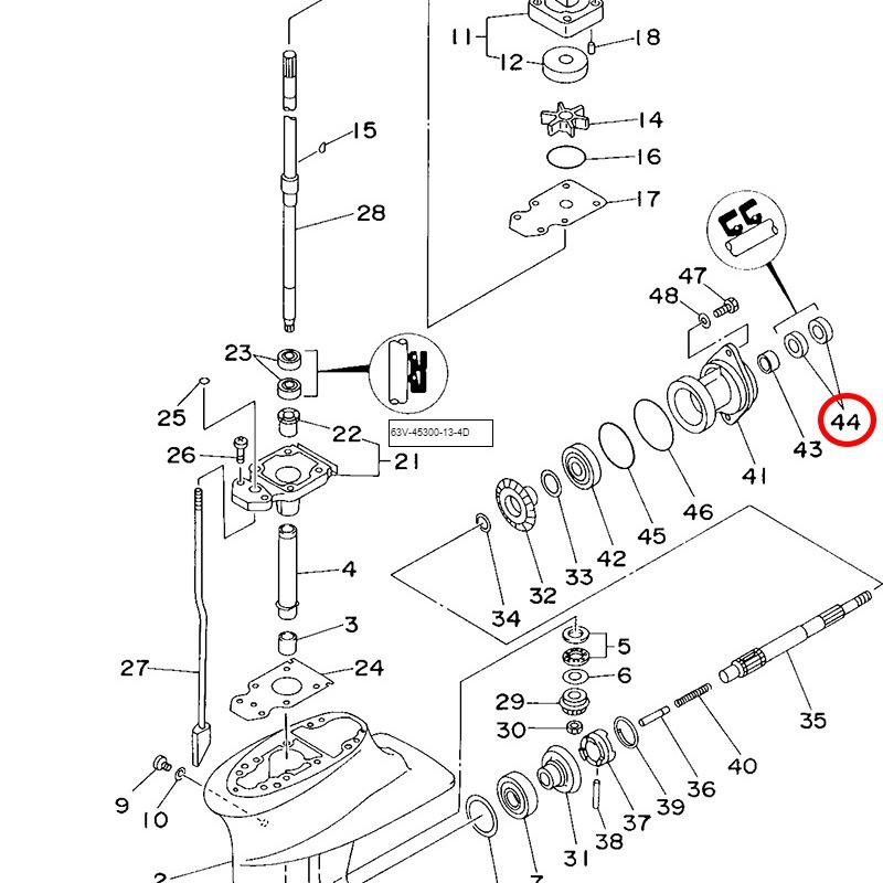 44) Zhai Mo DEMONS outboard boat rubber boat assault boat underwater shell cover oil seal 93101-17054
