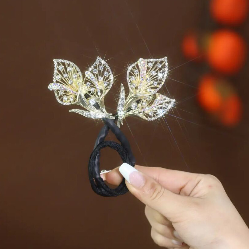 2023 new headdress high-end flower hair stick fashion back head hair curler elegant ball head lazy hair accessories