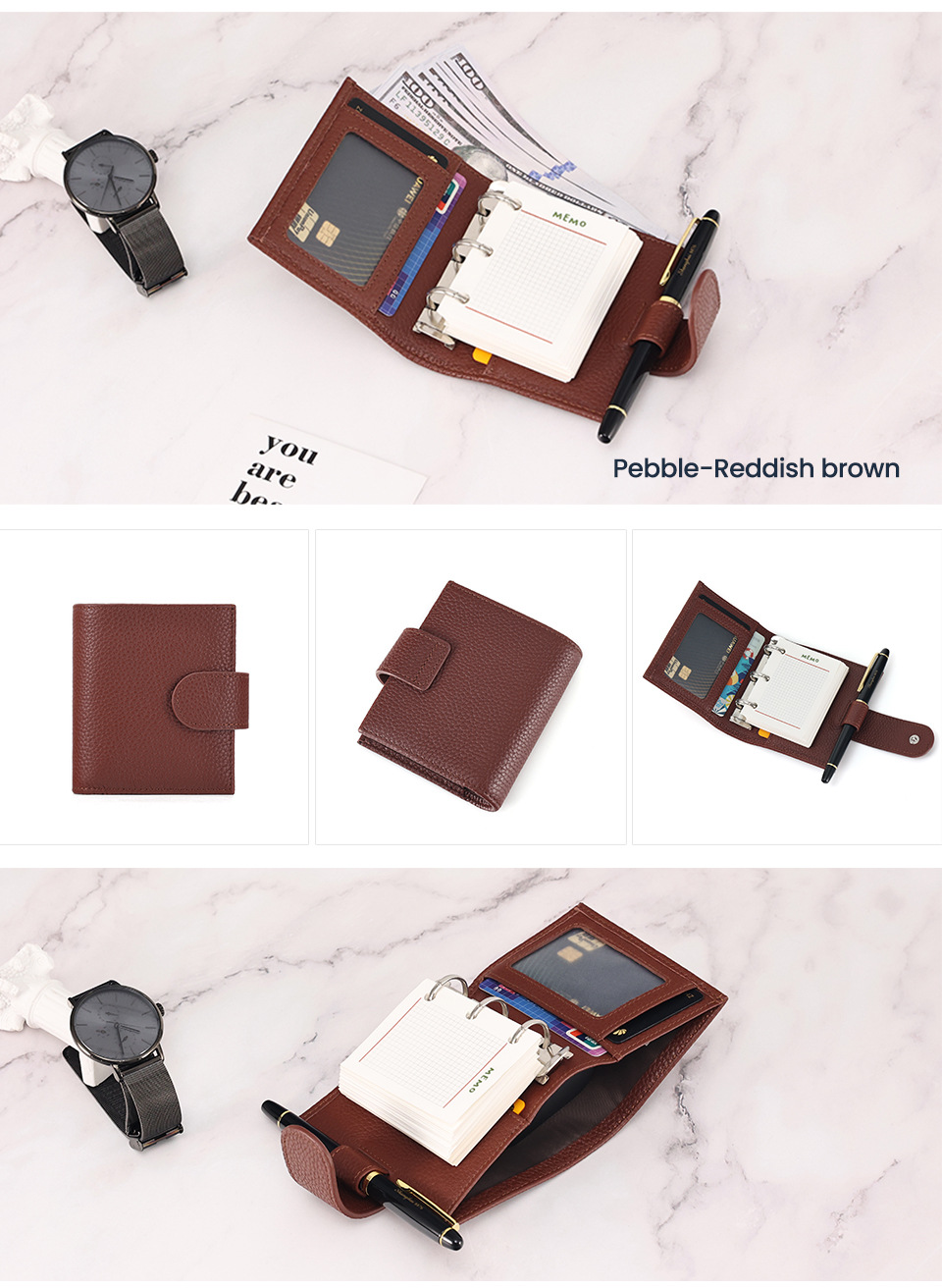 Cross-border new macaron portable Journal crocodile pattern multi-color notebook men's and women's wallet genuine leather loose-leaf notebook_voghion.com