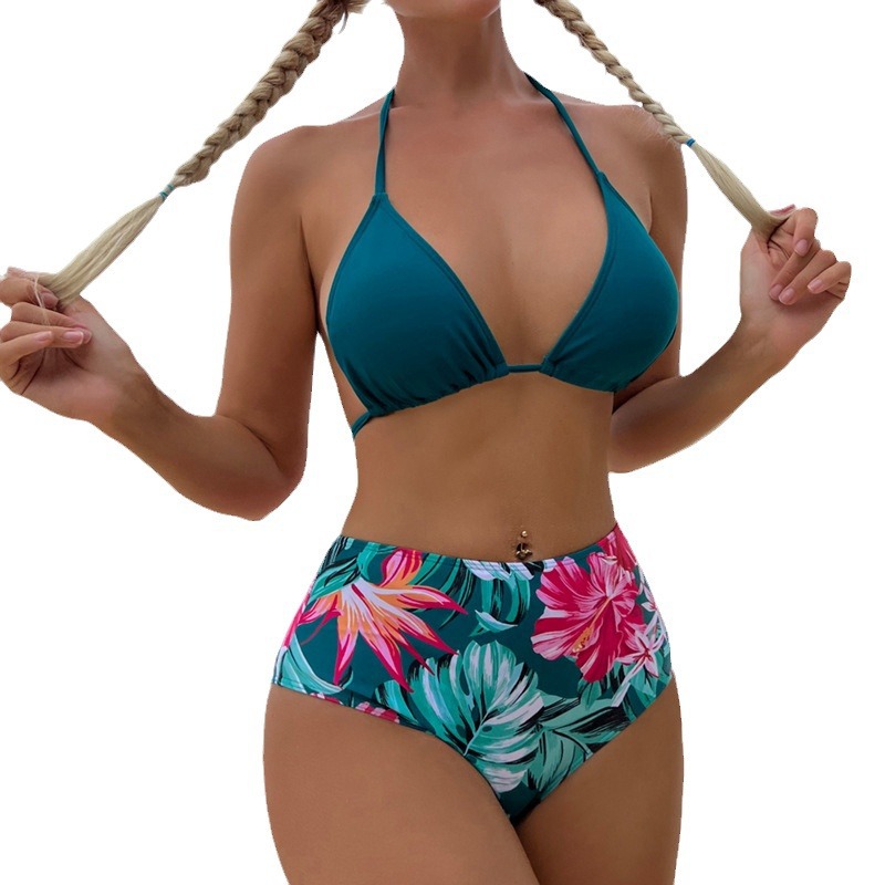 Mesh Printed Three-piece Sexy European and American bikini Swimsuit Women's Cross-border Export Hot AliExpress bikini