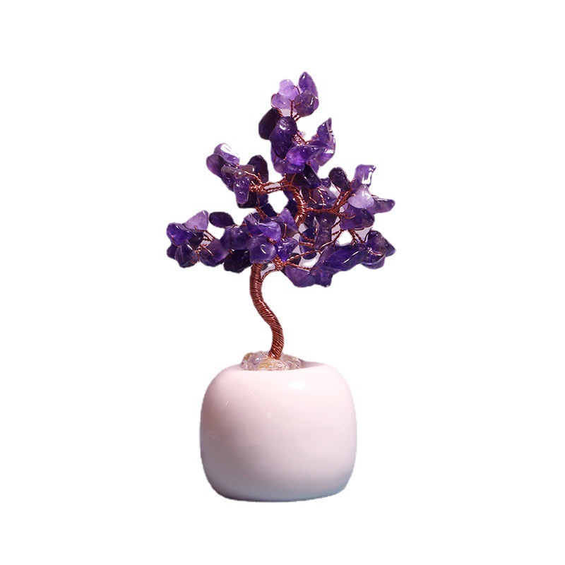 Natural Pink Crystal Citrine Lucky Tree Lucky Tree Lucky Tree Lucky Decoration Wine Cabinet Decorations Home Living Room Money Tree