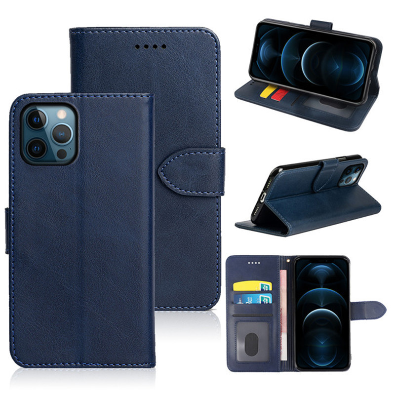 For Sharp Sharp Aquos wish 3 Calfskin Front Button Mobile Phone Leather Case Flip-on TPU Protective Case