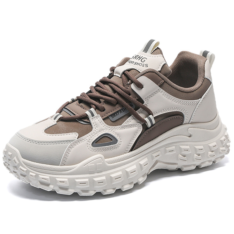 Autumn men's shoes new breathable shoes men's fashionable all-match white shoes thick bottom non-slip sports casual daddy shoes men