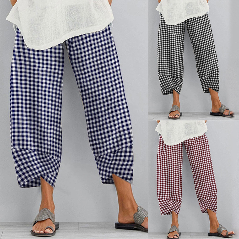 Cross-border 2023 Amazon AliExpress ebay new women's European and American sexy pants Plaid stitching
