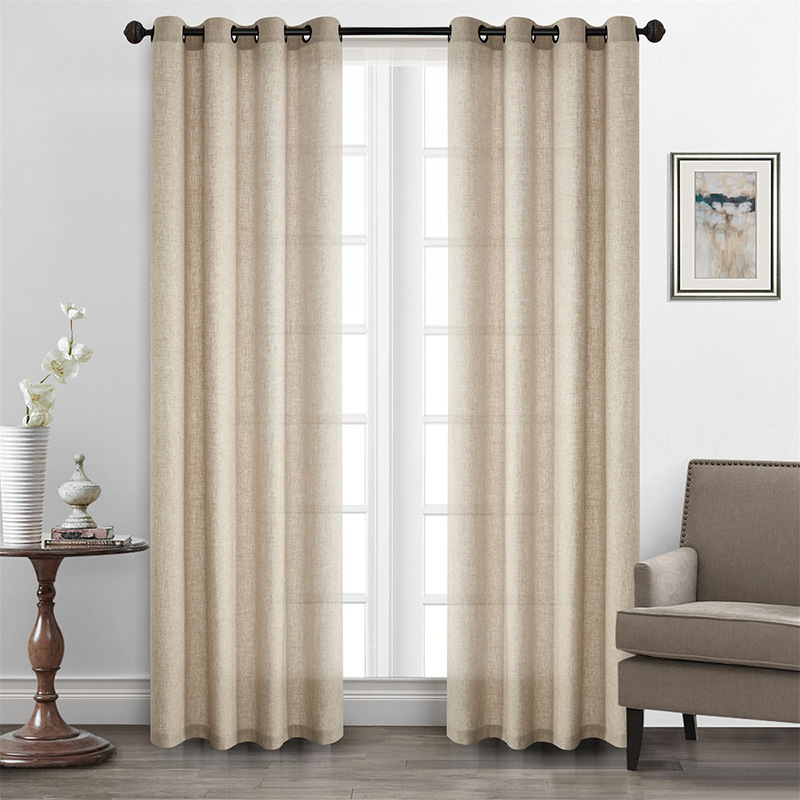 Foreign trade cross-border curtains natural linen curtains bedroom living room multi-color semi-shading curtains wholesale finished products