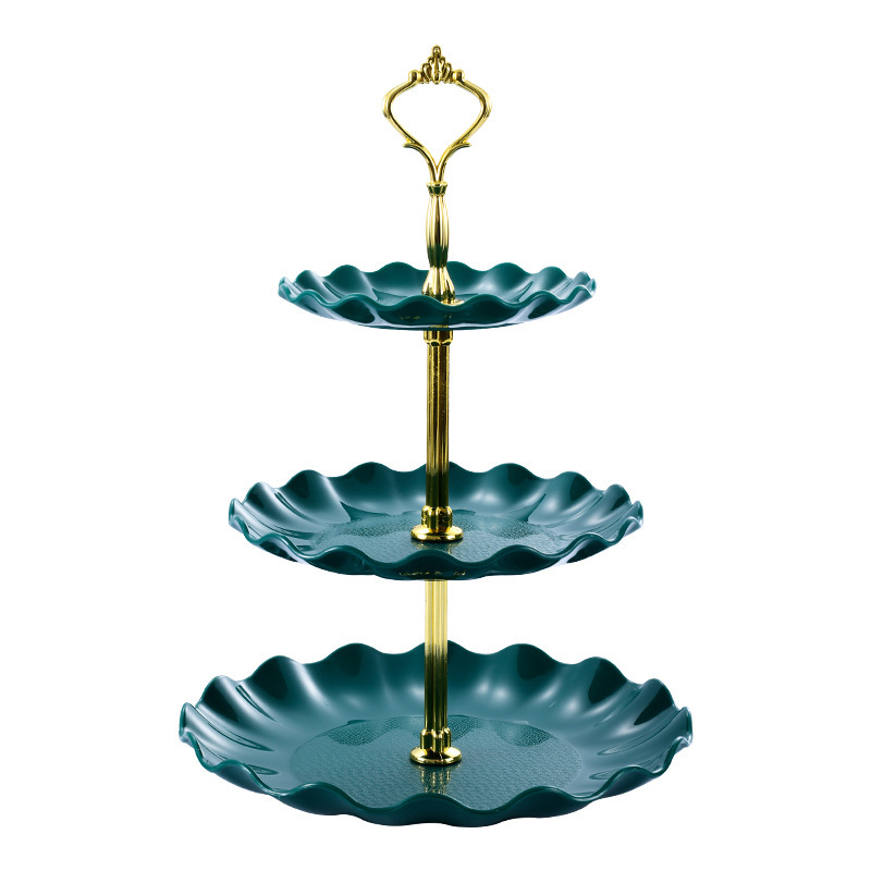 European-style dessert table fruit plate three-layer cake rack New Year's dessert rack wedding party Candy plate plastic dried fruit plate