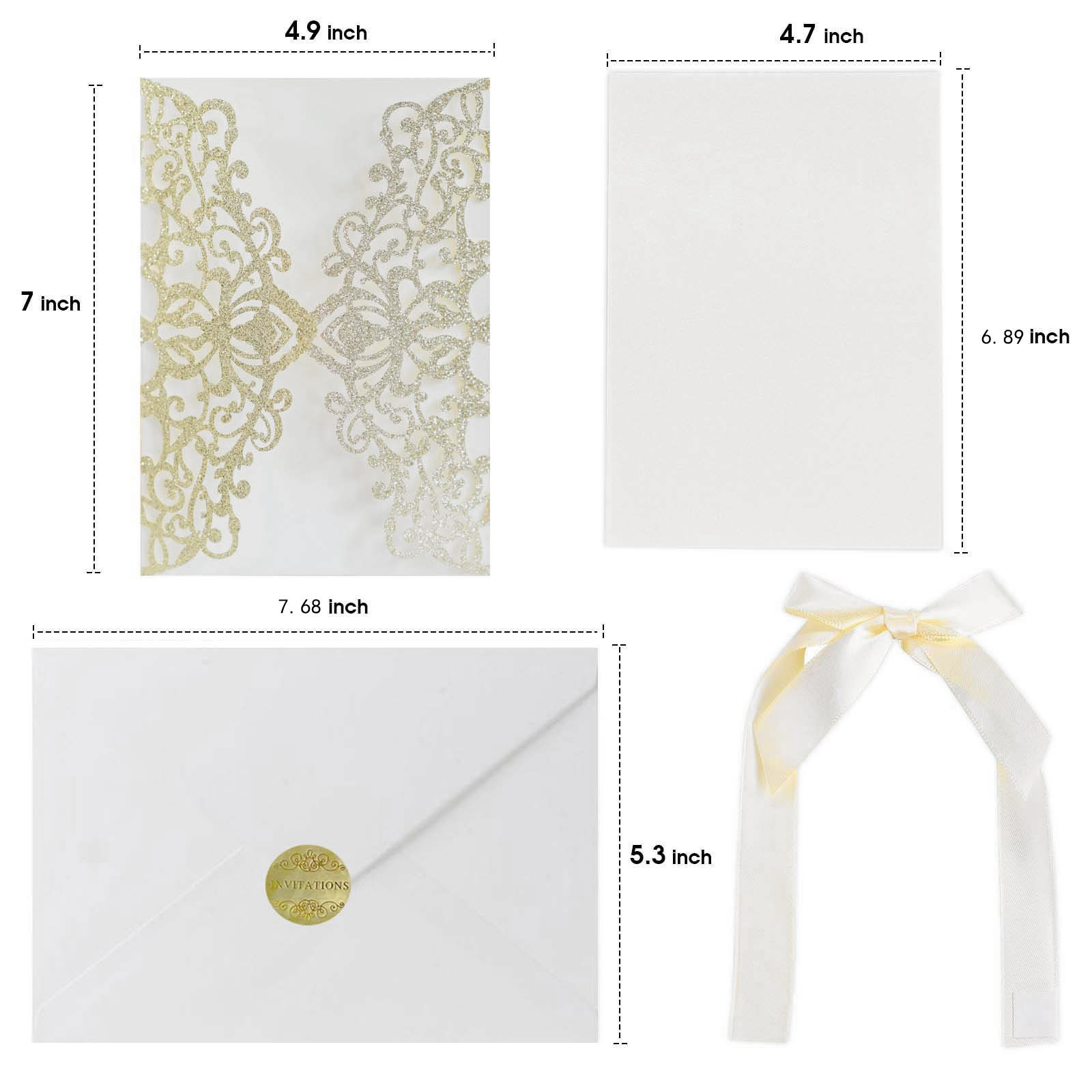 Export Amazon glitter paper powder wedding invitation greeting card card laser hollow invitation spot wholesale