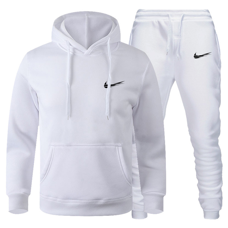 Cross-Border Men's sweater suit European and American leisure sports sweater winter plus velvet fashion brand sweater men's foreign trade sweater pants