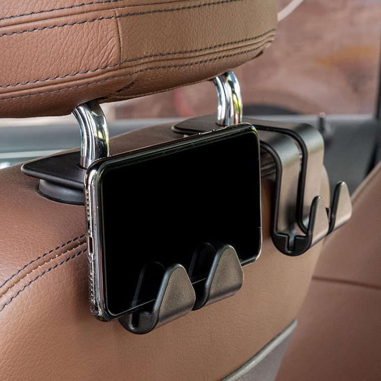 Car multi-function mobile phone bracket hook car creative rear headrest hook car lock type mobile phone bracket