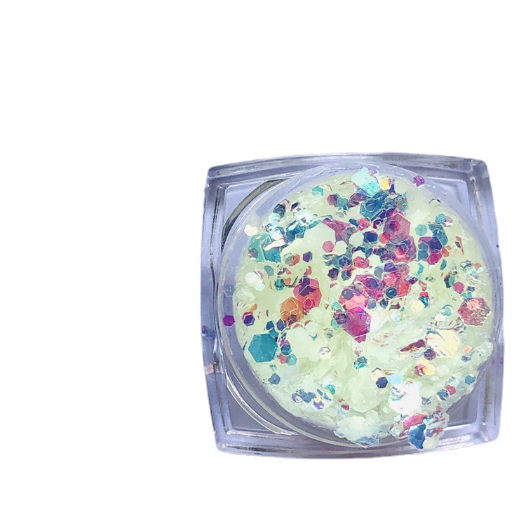 Flash nail luminous glitter sequins 12 color gel eye makeup mixed fluorescent glitter powder nail glue oil epoxy jewelry